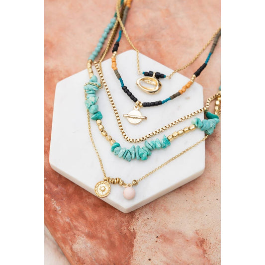 Bohemian Bliss Turquoise Beaded Layered Necklace