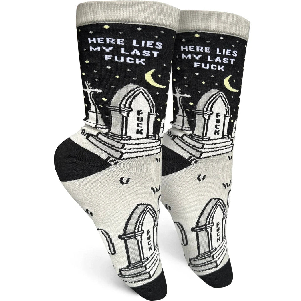 Here Lies My Last Fuck Womens Crew Socks - The Feral Market