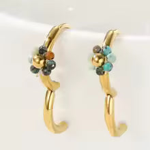 Mullti Stone Daisy Huggie Earrings - The Feral Market