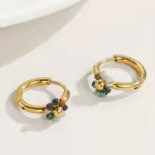 Mullti Stone Daisy Huggie Earrings - The Feral Market