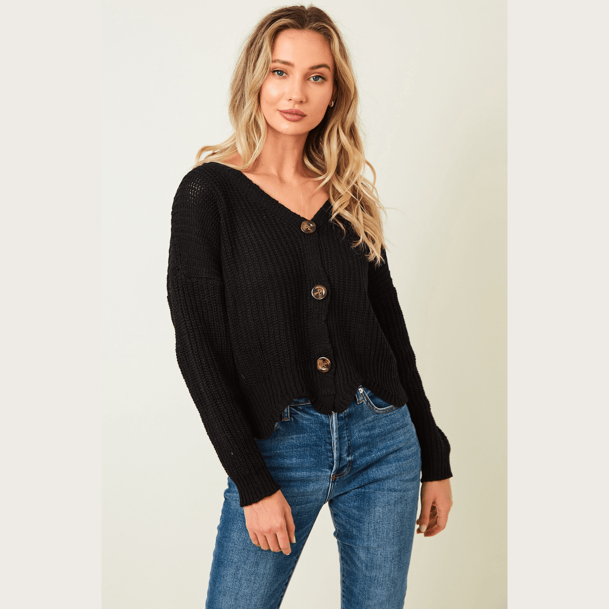Long Sleeve Sweater Cardigan With Button - The Feral Market