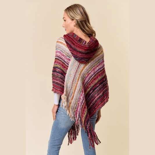 Fuzzy Hooded Poncho Sweater