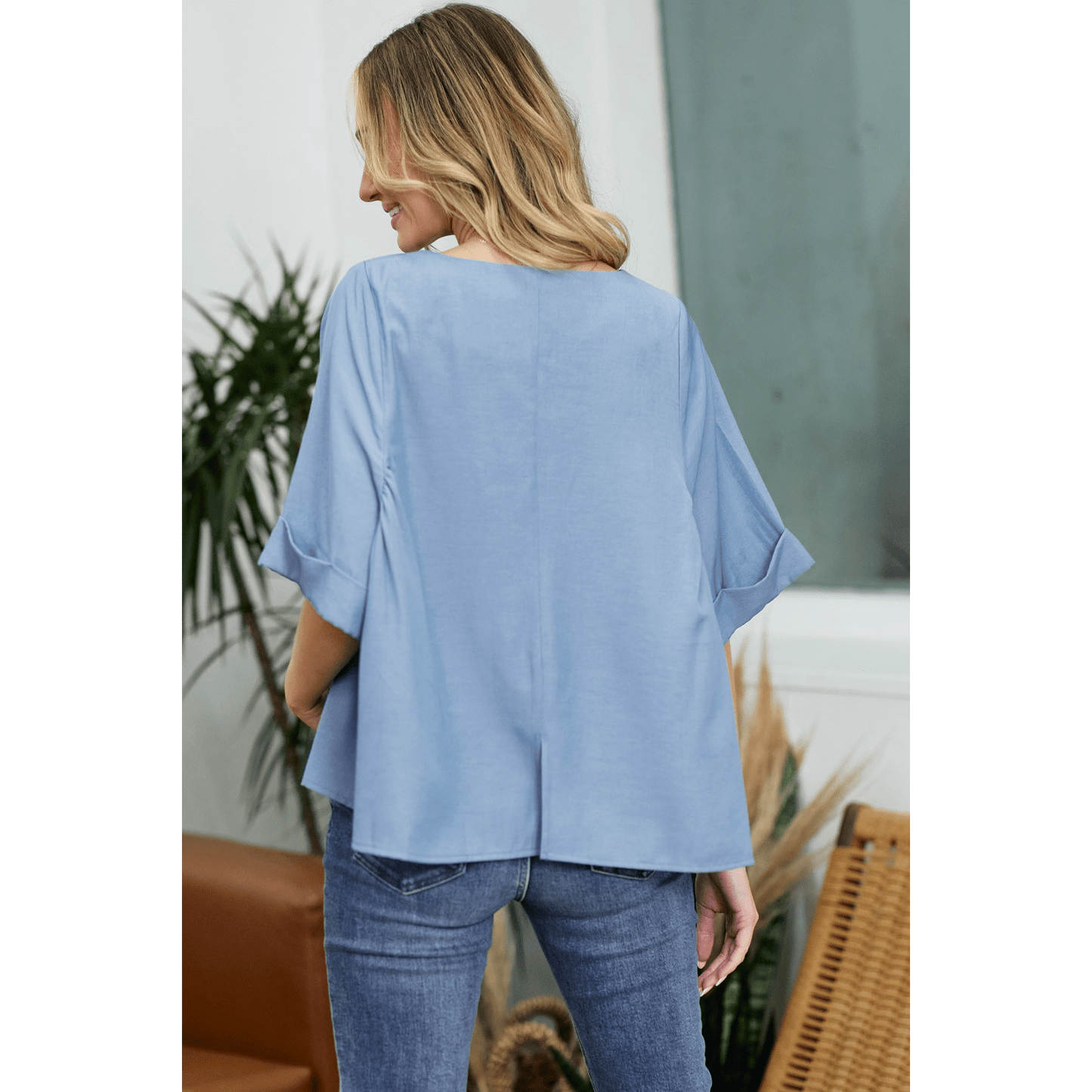 Short Sleeve Tunic Top With Pleats - The Feral Market