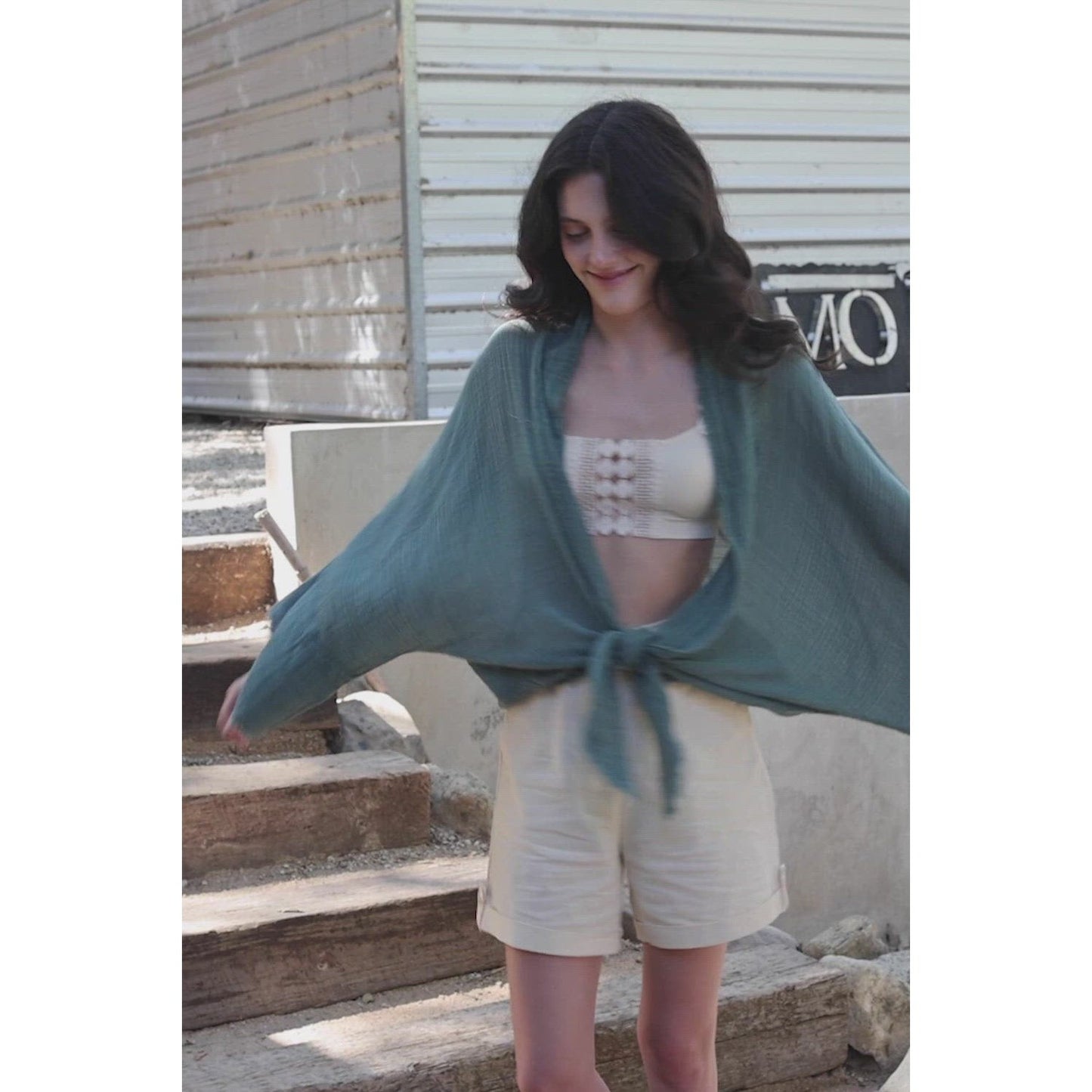 Flounce Sleeve Kimono Wrap