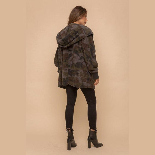 Camo Plush Hoodie Jacket