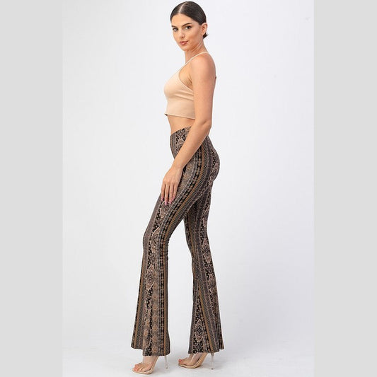 Rustic Brown Baroque Flare Pants