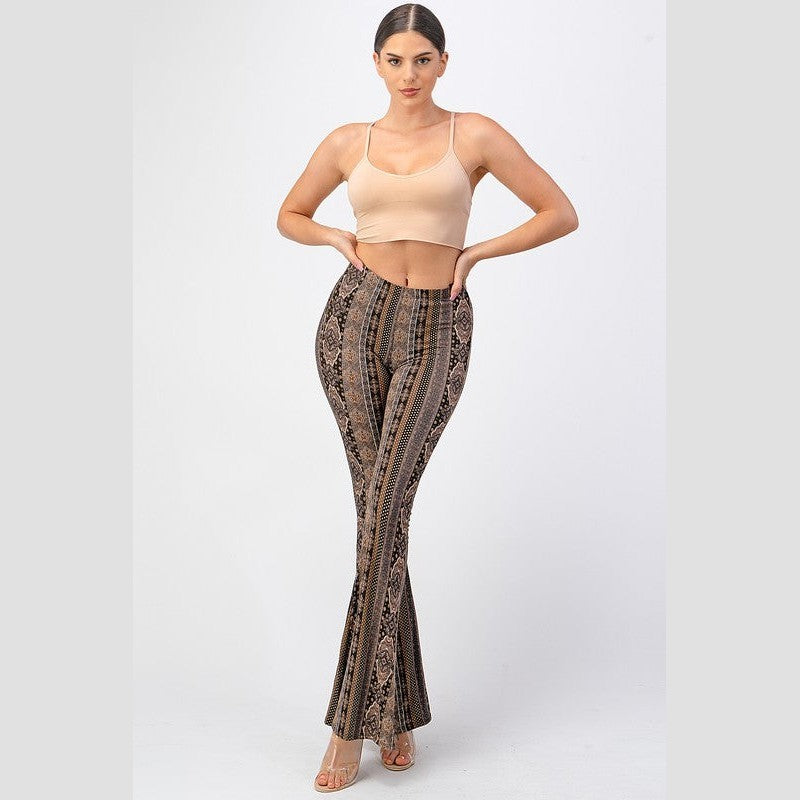 Rustic Brown Baroque Flare Pants