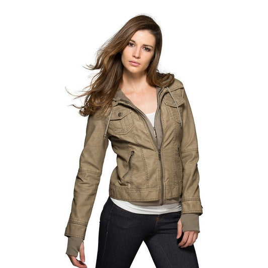 Girl Next Door Vegan Leather Hooded Jacket