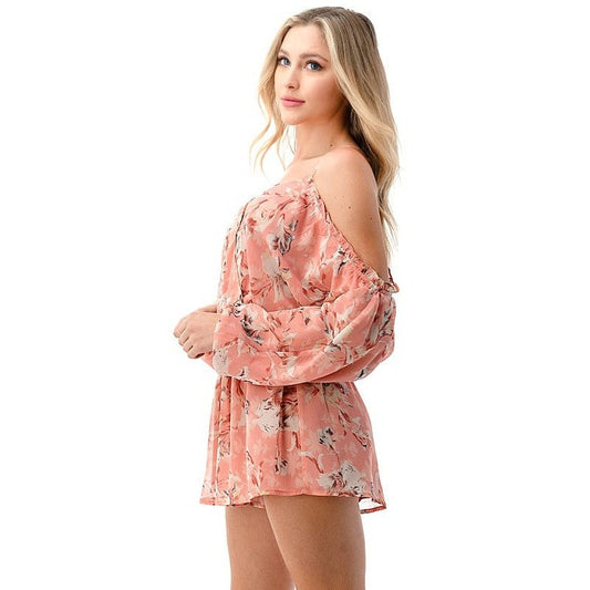 Peachy Pink Floral Romper