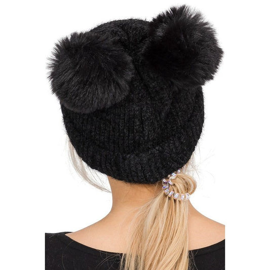 Velvet Double Pom Beanie