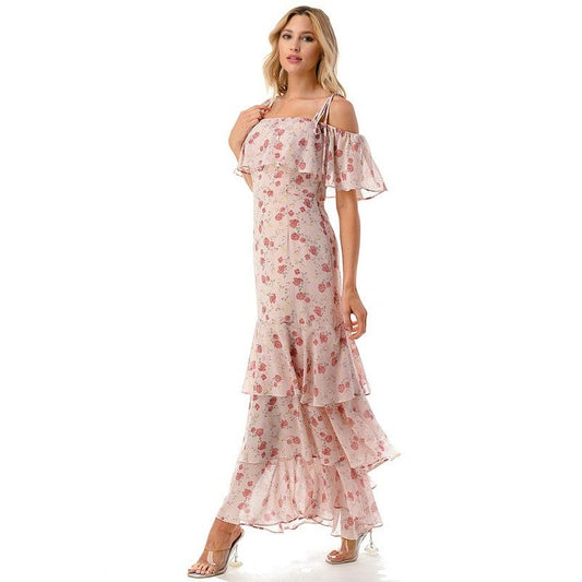 Roses Off Shoulder Maxi Dress