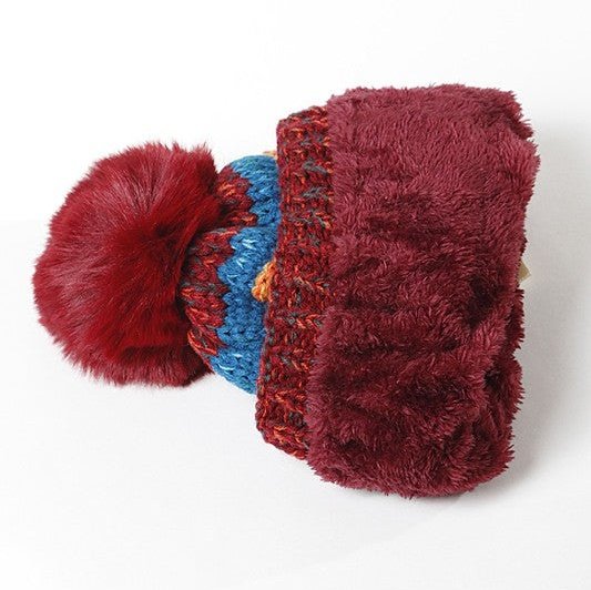 Striped Pom Beanie