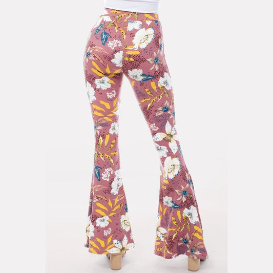 Rose Floral Flare Pants