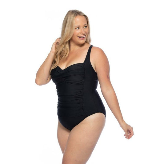 Black Rouched One Piece Swimsuit