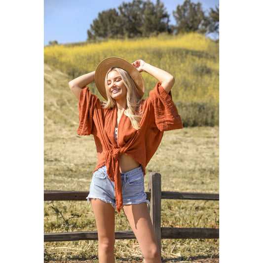 Flounce Sleeve Kimono Wrap