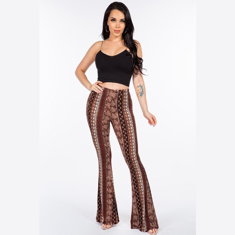 Red Clay Filigree Flare Pants