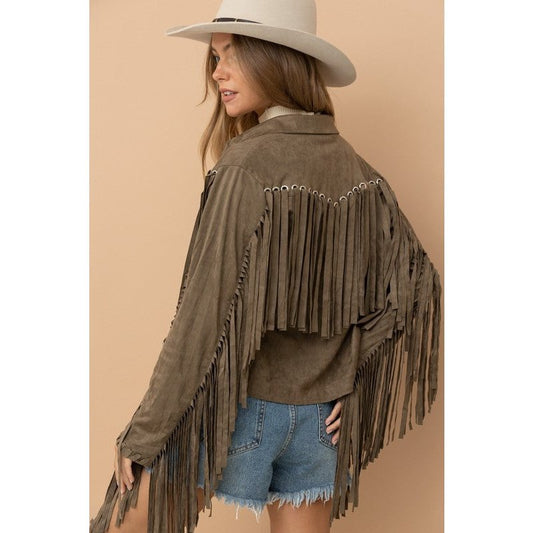 Vegan Suede Fringe Jacket