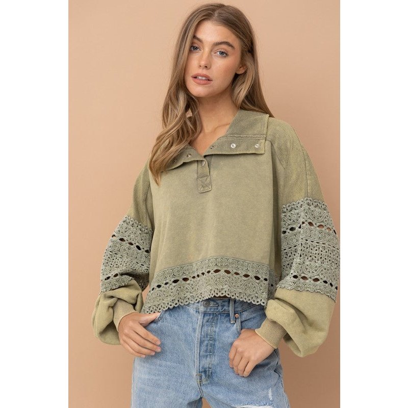 Jackie Washed Lace Terry Pullover - The Feral Market