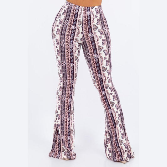 Pink and Lavender Paisley Flare Pants