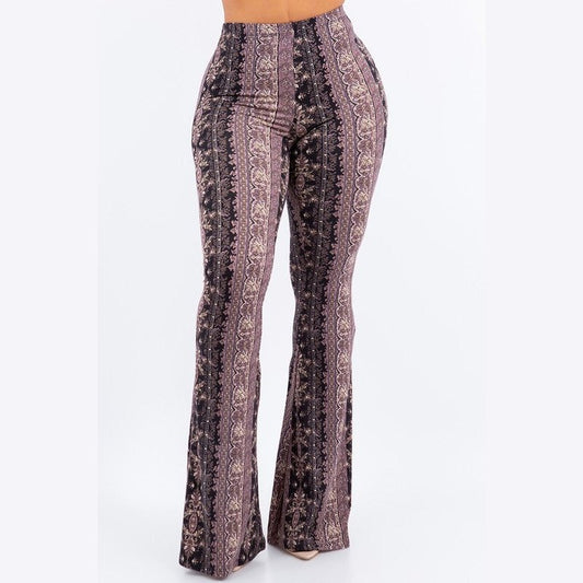Dusty Mauve Filigree Flare Pants