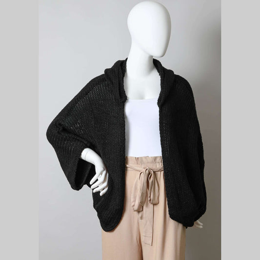 Hooded Rib Knit Cardigan