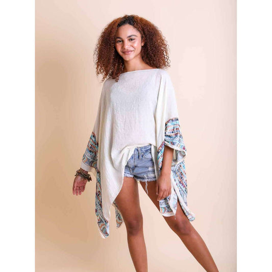 Geometric Embroidered Sleeve Kimono