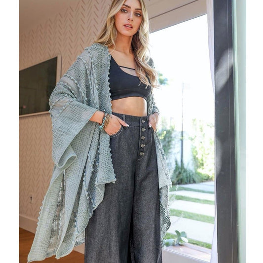 Embroidered Zig Zag Soft Kimono