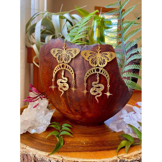 Moth and Snake Moon Phase Earrings
