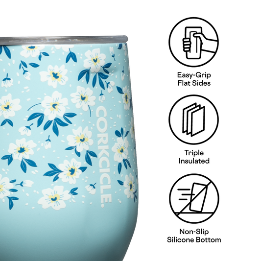 Stemless - 12oz Ditsy Floral Blue