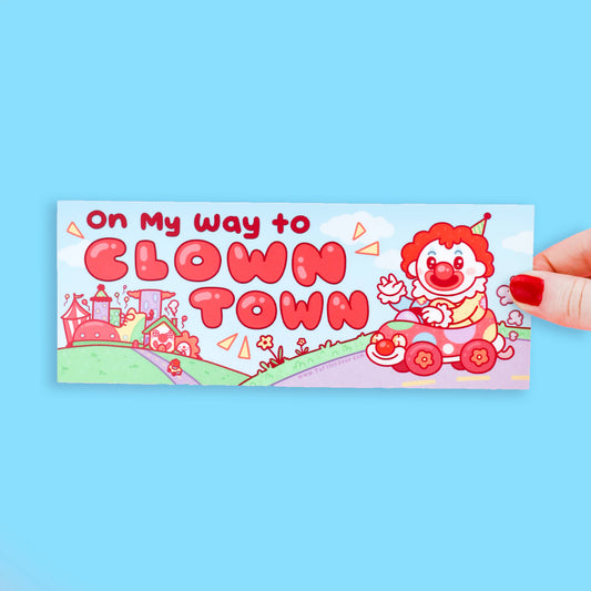 Clown Town Funny Kitschy Vehicle Car Bumper Sticker
