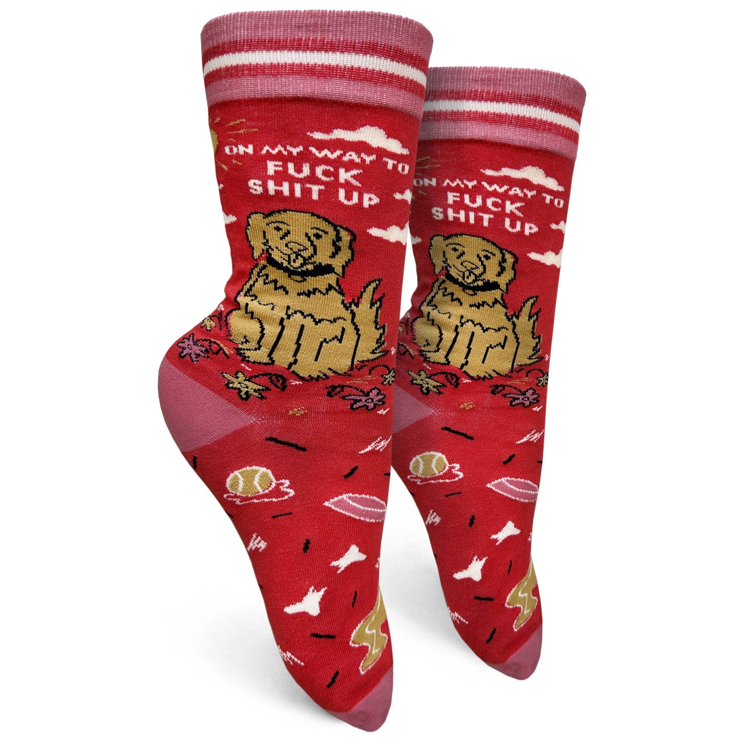 On My Way To Fuck Shit Up Womens Crew Socks - The Feral Market