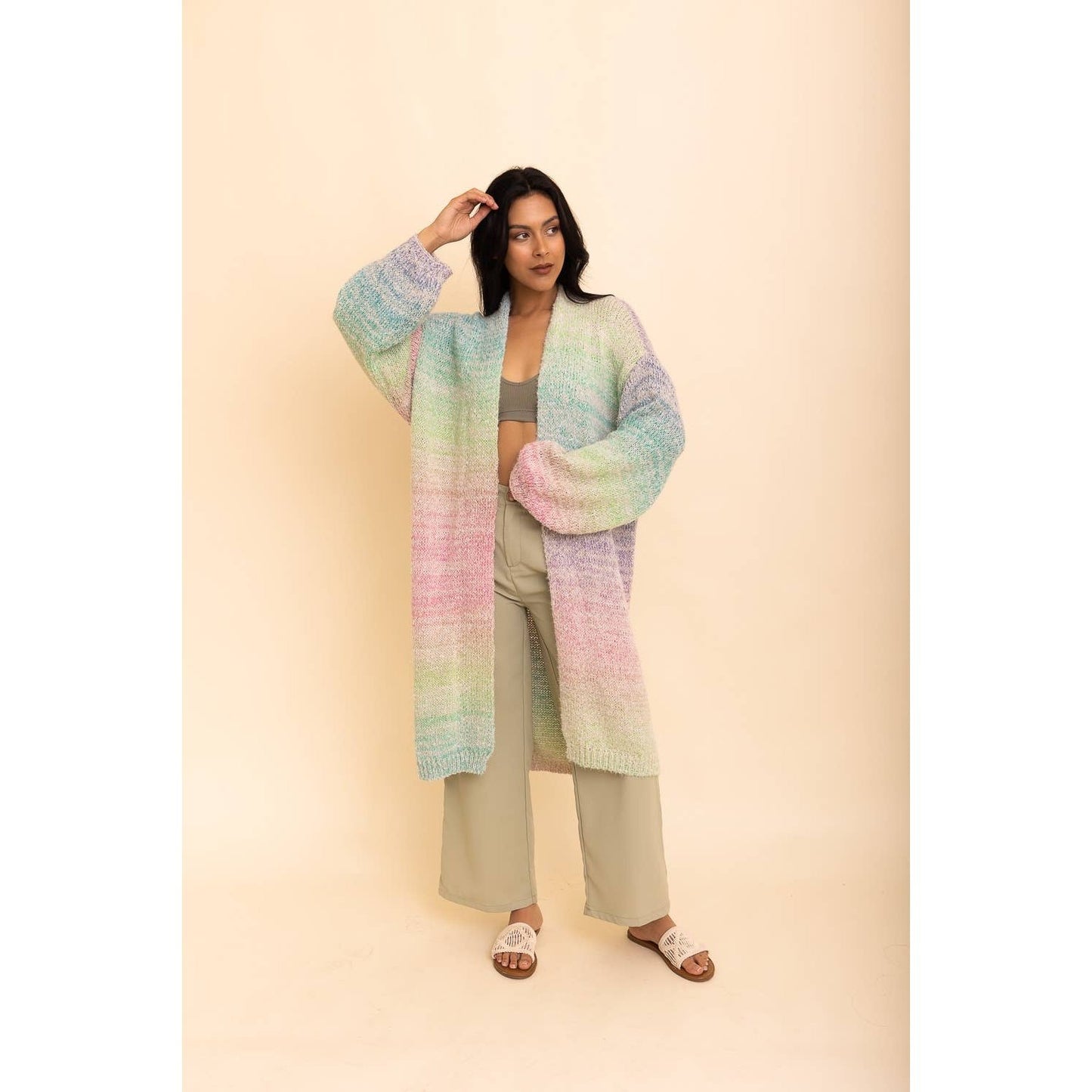 Cozy Knit Ombre Longline Cardigan