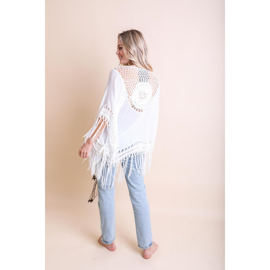 Crochet Medallion Tassel Kimono