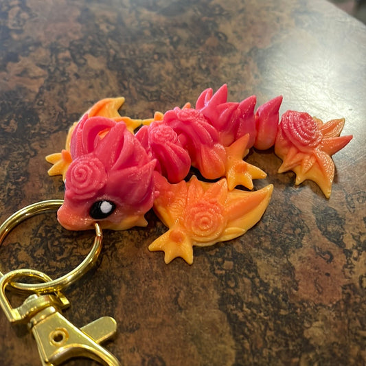 3D Printed Baby Rose Dragon Keychain