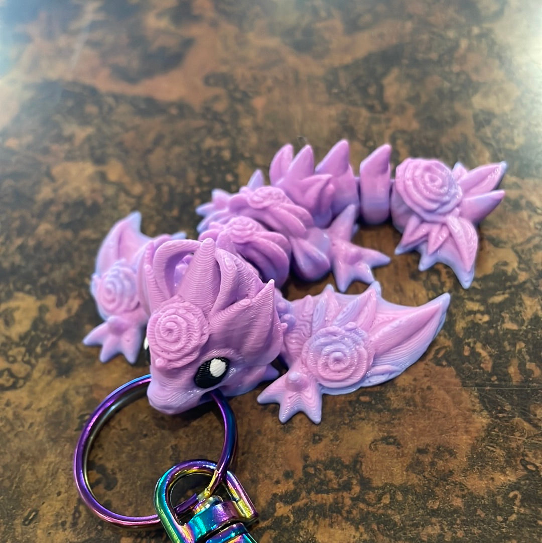 3D Printed Baby Rose Dragon Keychain