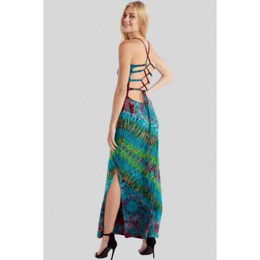 Criss-Cross Back Tie-dye Dress