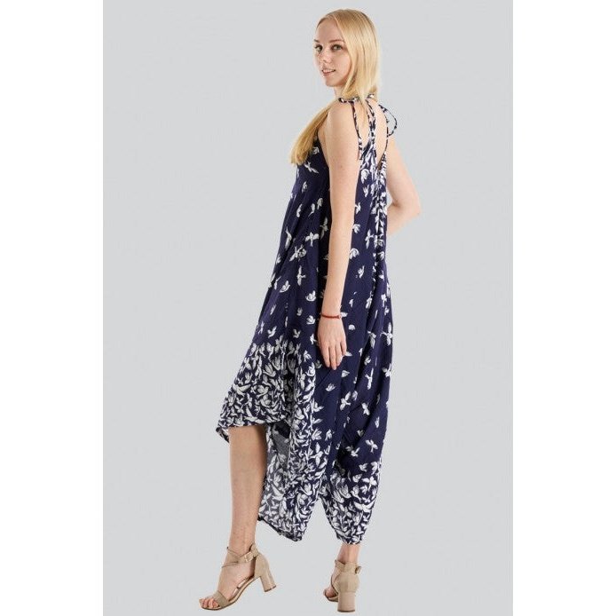 Bird Print Harem Jumpsuit