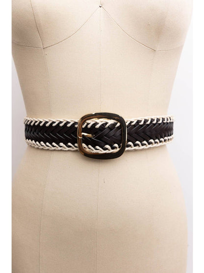 Crochet Trimmed Woven Leather Belt