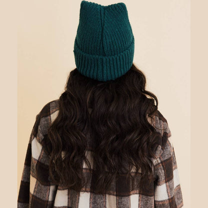 Chill Vibes Soft Ribbed Square Top Beanie