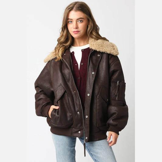 Aspen Pu Bomber Jacket - The Feral Market