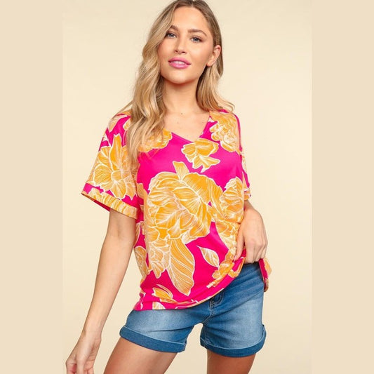 Tropical Floral Dolman Top