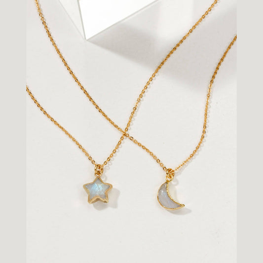 To the Moon and Back Best Friend Necklace Set- Moonstone
