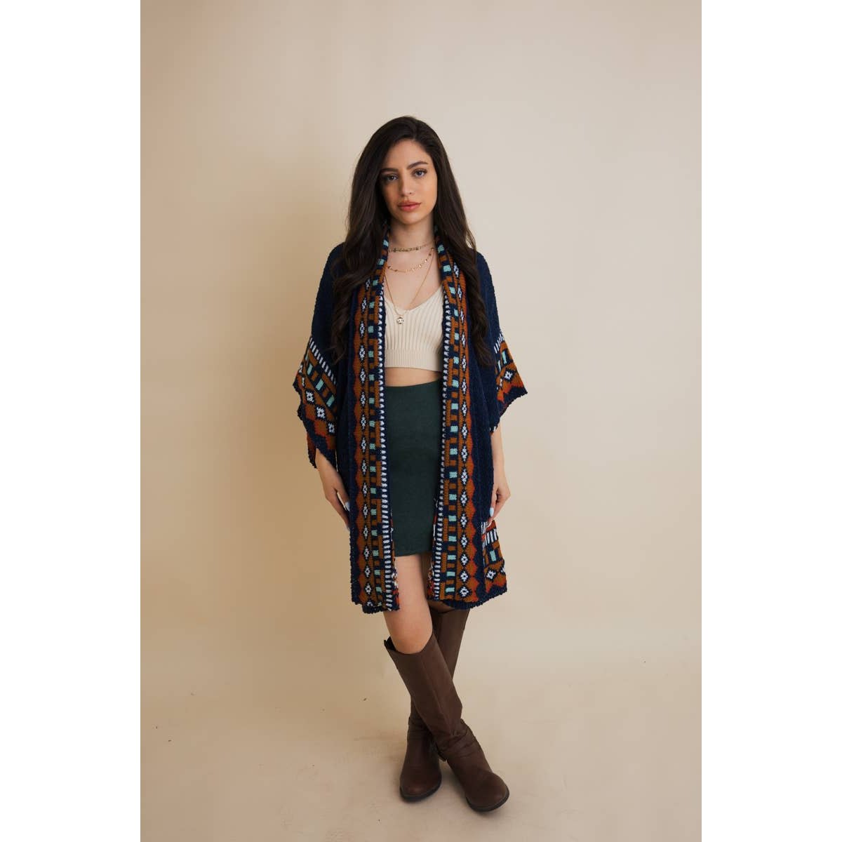 Southwestern Kachina Print Knit Cardigan