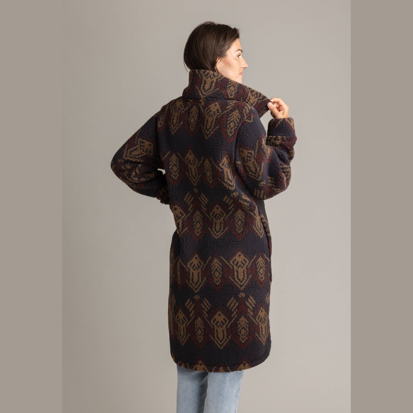 Women's Ainsley Long Sherpa Button Coat