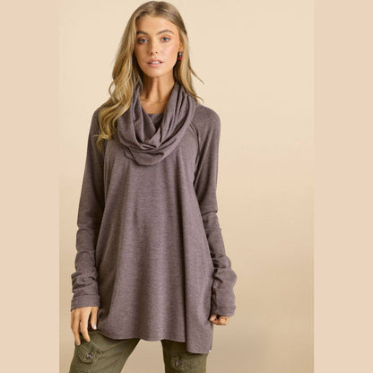 Raglan Sleeve Cowl Neck Top