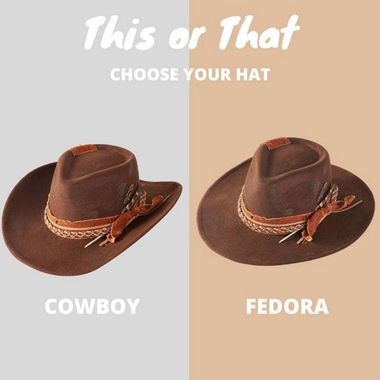 Vintage Versatile Shapeable Cowgirl & Fedora Hat With A Feat - The Feral Market