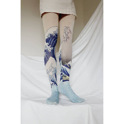 THE GREAT WAVE OFF KANAGAWA by HOKUSAI Printed Art Tights - The Feral Market