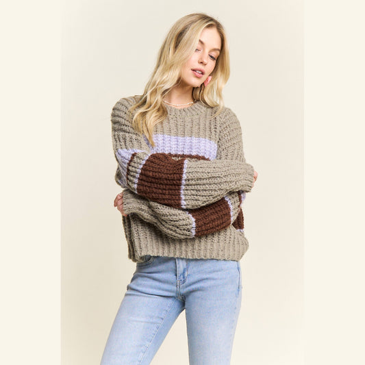 Horizontal Striped Crew Neck Sweater