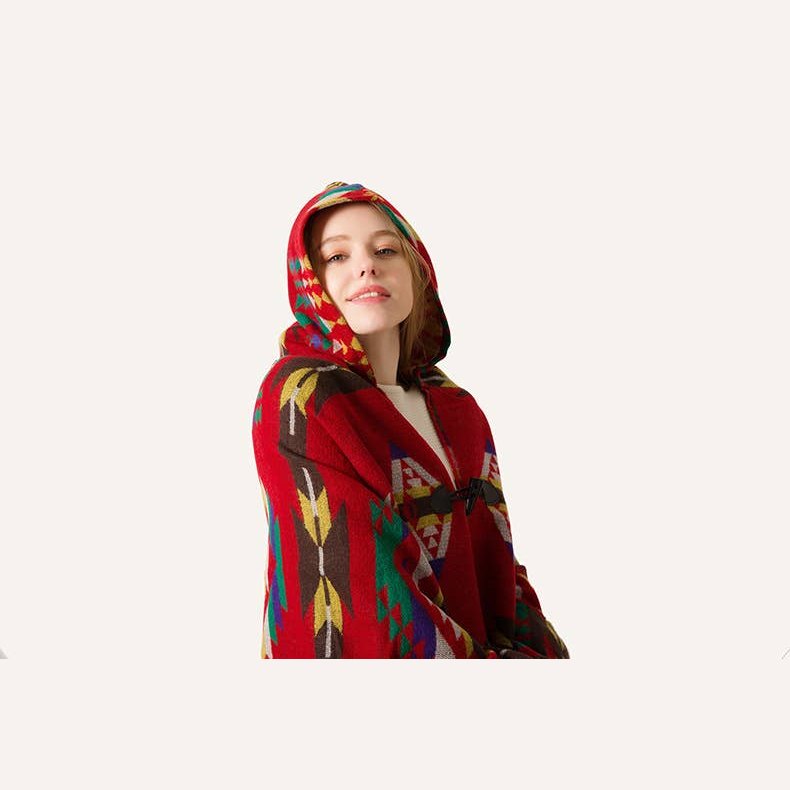 Aztec Print Hooded Wrap