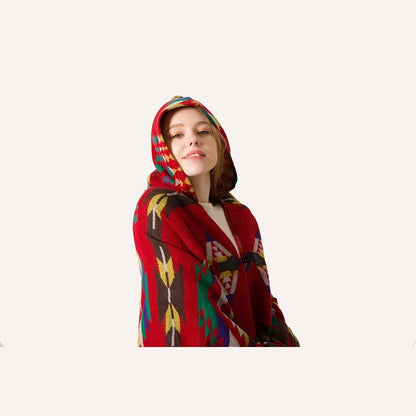 Aztec Print Hooded Wrap